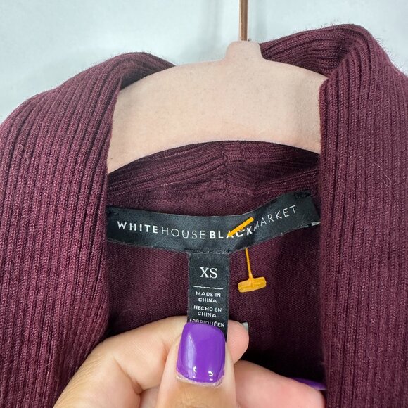 2/$30 White House Black Market Open Draped Cardigan Burgundy Small #A0704 - Picture 5 of 7